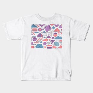 Colorful 80s Retro Geometric Pattern Kids T-Shirt